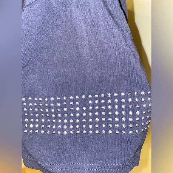 Ellen Tracy Silver Sequin Striped Navy T-Shirt - Size L - Picture 4 of 4